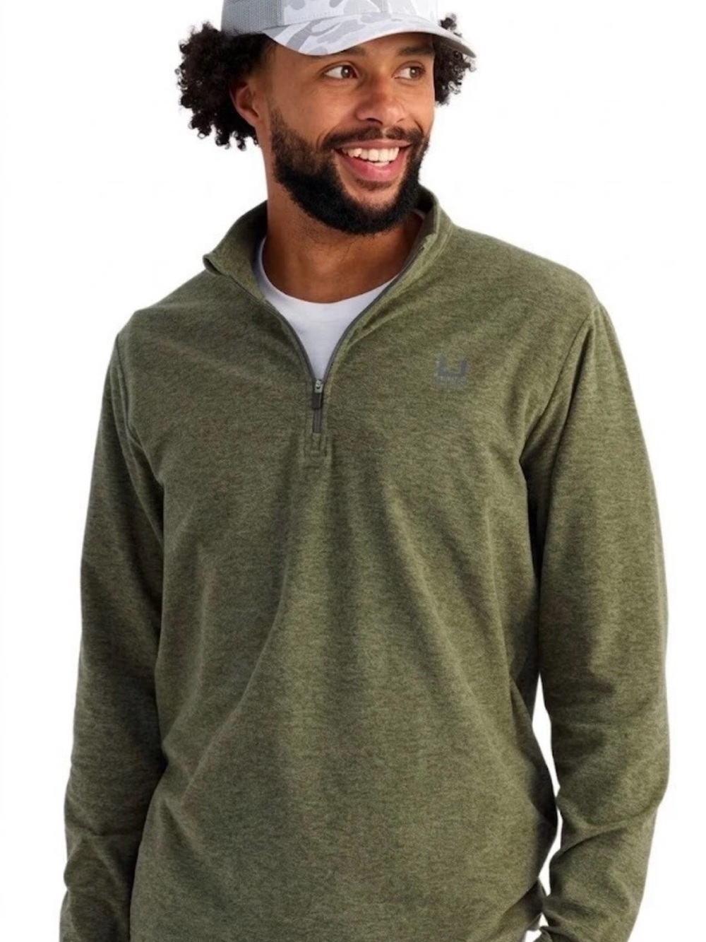 NWT Huk Leeward Lightweight Fleece 1/4 Zip Pullover Olive Green Large